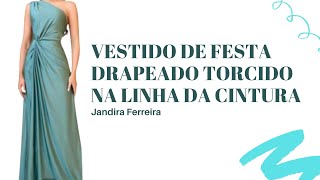 vestido de festa   drapeado torcido na linha da cintura