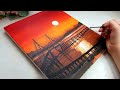 EASY PEASY Sunset Painting || Acrylic Painting step by step for BEGINNERS