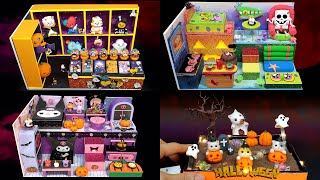 #how 4 DIY Miniature Halloween Cardboard House Collection★Zombie Spongebob★BT21★KUROMI~