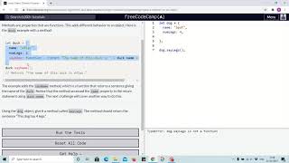 Tutorial 3 - create a method on object - freecodecamp