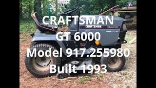 Craftsman GT 6000 Garden Tractor Built 1993 Model 917.255980