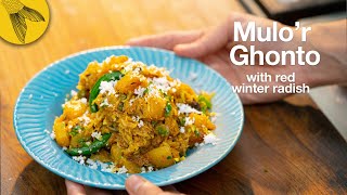 Mulo'r ghonto with winter radish—Bengali vegetarian recipe