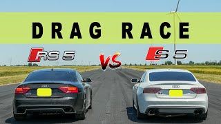 Tuned Audi S5 takes on Stock Audi RS5, the walk follows. Drag and Roll Race