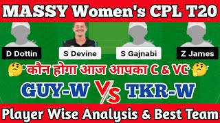 GUY-W vs TKR-W  Dream11 Prediction | GUY-W vs TKR-W Dream11 Team | GUY-W vs TKR-W Today match l