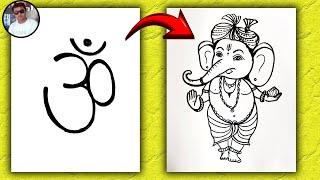 How To Draw Ganesh Ji Drawing With Word ॐ | Drawing Tutorial | By Kailash Prajapati |