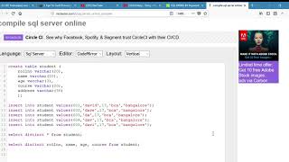 Oracle Live SQL SQL Worksheet 2