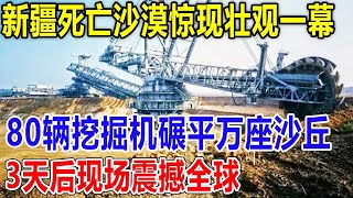 新疆死亡沙漠惊现壮观一幕，80辆挖掘机碾平万座沙丘，3天后现场震撼全球！