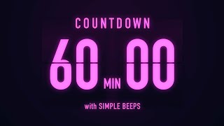 60 Minute Countdown Timer โณ Flip Clock with Low Beeps Every 5 Minutes ๐ฃ