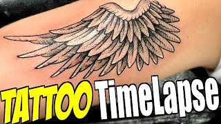 TATTOO TimeLapse - Angel Wing Dotwork (by Romeo Lacoste ft. Tanner Braungardt)