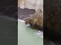 amazing aerial view of giant fallen bunker on a beach in normandy history dday80 ww2 normandy