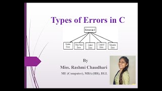 Types of Errors in C Programming | Syntax | Logical | Run time | Linker | Semantic Errors