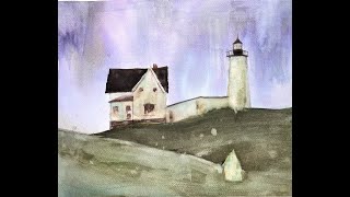 Watercolor Lighthouse for Beginners using the glazing technique!  with Chris Petri