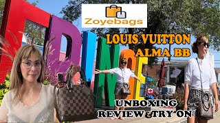 ZOYEBAGS| LUIS VUITTON ALMA BB| UNBOXING/REVIEW \u0026 TRY ON