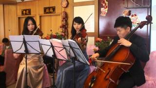 婚禮音樂：拉赫曼婚禮樂團表演弦樂三重奏20121125賴劉府桃園茗園餐廳