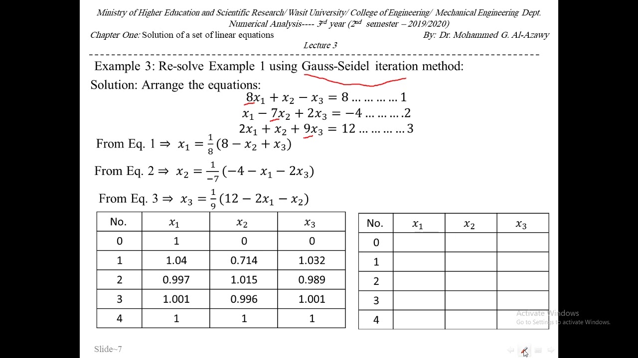 Lec 3 Part2 Gauss Seidel Iteration Method - YouTube