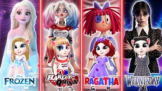 💥 My Talking Angela 2 | Frozen 🥶 of Elsa vs Harley Quinn vs Ragatha 💜 vs Wednesday | New GamePlay