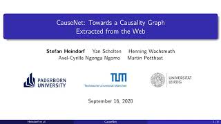 CIKM 2020 Talk: CauseNet: Towards a Causality Graph Extracted from the Web