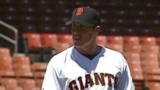 Joe Nathan records his first MLB strikeout