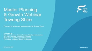 North East Water's master planning webinar program - Towong Shire