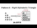 Pattern 6 - Java program to print Right Alphabetic Triangle Pattern || Java Pattern Programs