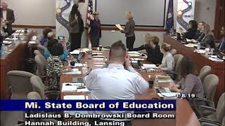 Michigan State Board of Education for January 8, 2019 - Morning Session