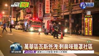 北市萬華瓦斯外洩 警消暗夜急灑水