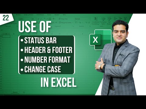 How to use Header & Footer, Status Bar, Number Format, Change Case in MS Excel  #msexcelcourse