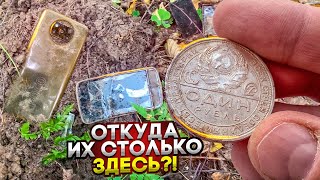 Странный лес, повсюда закопаны дорогие телефоны, кошельки и редкие рубли из серебра! Откуда они тут?