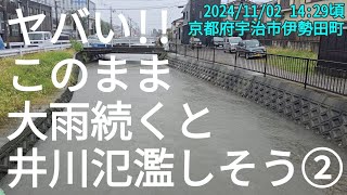 ヤバい!! 井川溢れそう!! ①（京都府宇治市伊勢田町）（2024/11/02 14:29頃）