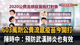 603萬劑公費流感疫苗開打 陳時中：可防兩病齊發－民視新聞