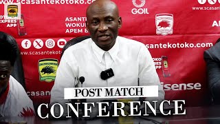 POST MATCH REACTION: Watch Coach Prosper Ogum’’s Reaction at The Presser After Beating Hearts of Oak