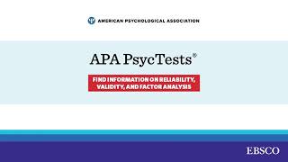 APA PsycTests® - Finding Reliability, Validity, and Factor Analysis - EBSCO