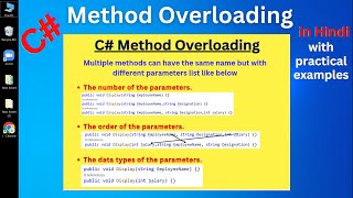 C# Method Overloading | In Hindi