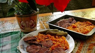 Rozmaringos báránycomb,hagymás tört krumplival-Grilled Lambleg with rosemary with potatoes and onion