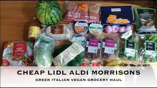 Cheap LIDL ALDI MORRISONS Shopping Grocery Haul! Greek Italian Vegan Options!