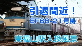 【引退間近！】JR貨物　EF66-21号機牽引　5071レ貨物列車　東福山駅入換作業(解説付)