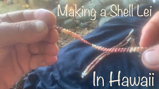 The Process of Making a real Kahelelani (Niihau) Shell Lei from Start to Finish on Kauai, Hawaii