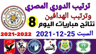 ترتيب الدوري المصري وترتيب الهدافين ونتائج مباريات اليوم السبت 25-12-2021 من الجولة 8