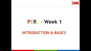 Perl Basics Tutorial - Week 1