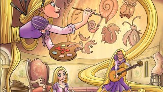 Happy Colour - Colour by Number. Disney Tangled. Rapunzel Doing Different Activities In The Tower 🎨🧵
