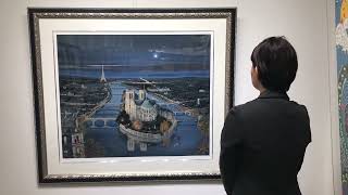 ミッシェル・ドラクロワ　「ハート・オブ・パリ」　フランス　絵画　風景画　パリ　夜景　パノラマ　インテリア　シルクスクリーン　版画