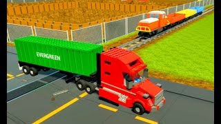 Lego Cars, Semi Trucks & Tractor's Lego Train - Brick Rigs - Realistic Crashes