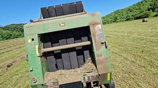 round baling with an oliver 88 diesel/ deere 446