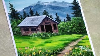 House Scenery Painting Easy||Acrylic Painting Step by Step