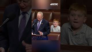 Congressman's 6-year-old son makes silly faces during House speech