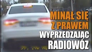 Kierowca wyprzedza korek na Żmigrodzkiej. Nie zauważa jednak radiowozu