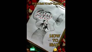 How to Draw Romantic Couple Scenery inside a girl's face\Drawing Couple in moonlight for beginners