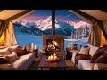 enjoy the warmth of a firepit inside a luxurious tent surrounded by the beauty of snowy mountains