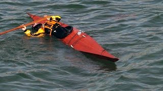 Greenland Kayak Rolling In Slow Motion - Standard Greenland Roll, Butterfly Roll, Reverse Sweep Roll