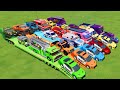 LOAD & TRANSPORT CAR, FIRE TRUCK, AMBULANCE, CARS, POLICE CARS, TRACTOR, BUS, MONSTER TRUCK - F.S.22